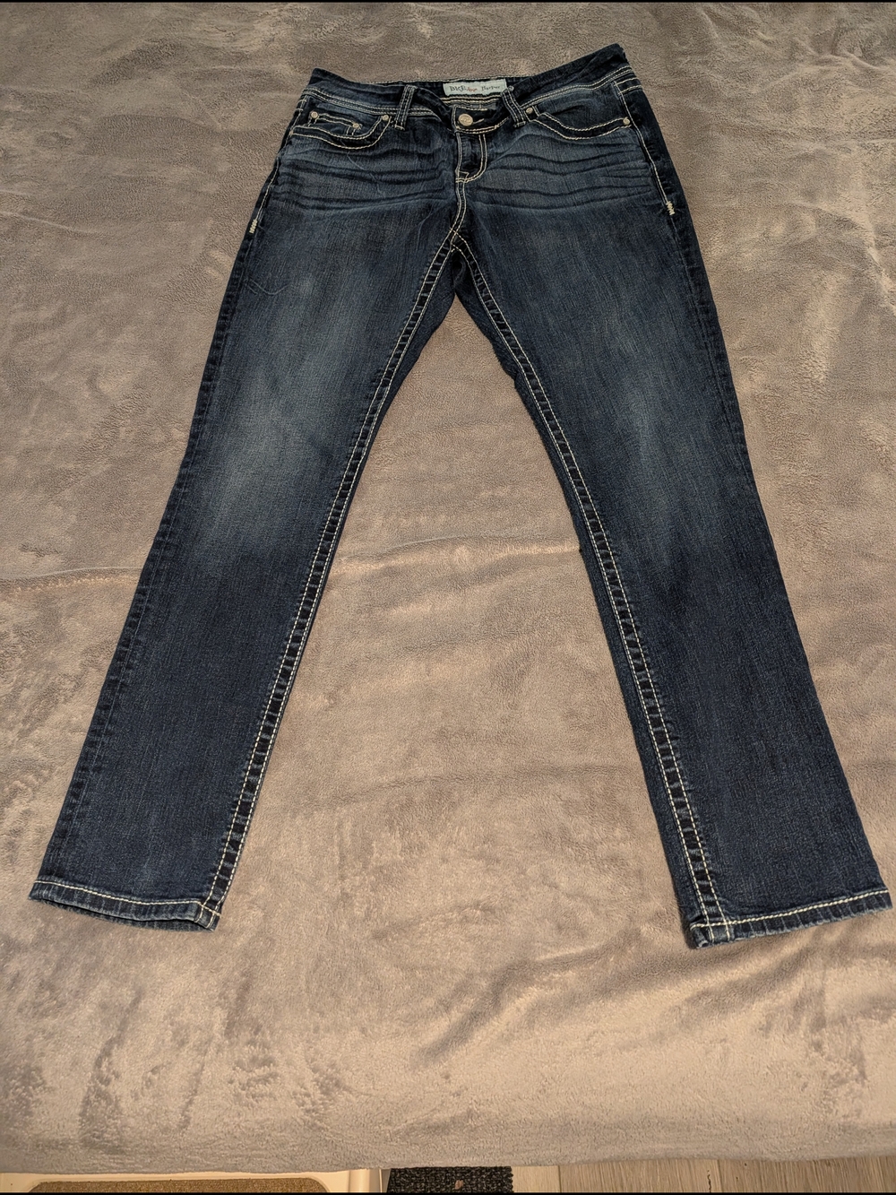 BKE Buckle Harper Curvy Mid-Rise Jeans Thick Stitch Dark Wash Sz 31R